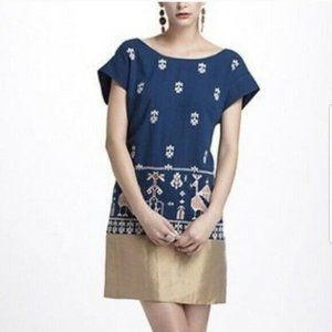 Floreat Aztec Bird Embroidered Shift Dress 8 EUC